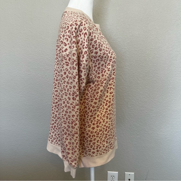 Pink Rose Animal Print in Pink and Ivory Longer Style Sweatshirt size XS - Picture 10 of 14